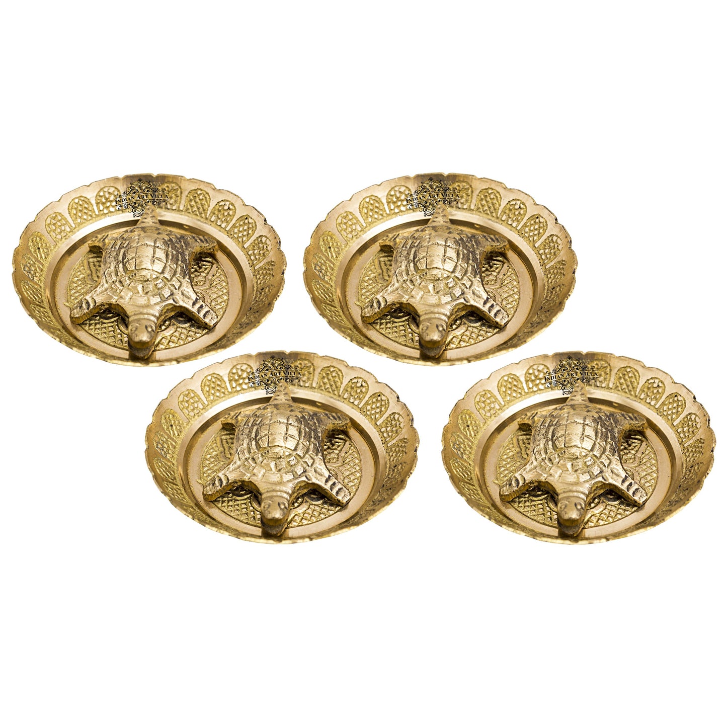 Handmade Brass Open Mouth Tortoise with Bowl