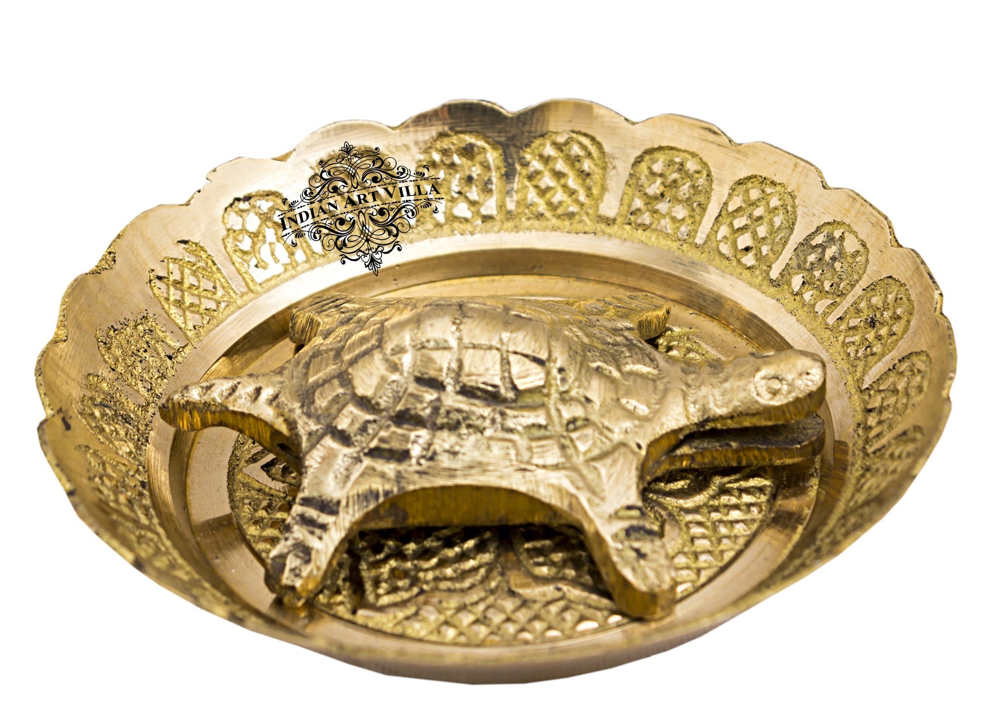 Handmade Brass Open Mouth Tortoise with Bowl