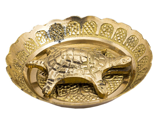Handmade Brass Open Mouth Tortoise with Bowl