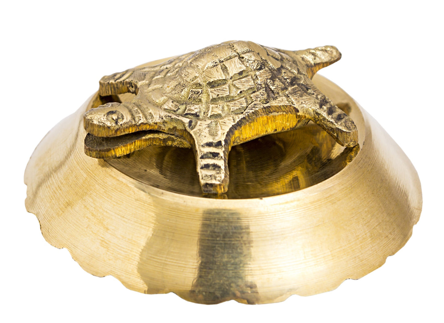 Handmade Brass Open Mouth Tortoise with Bowl