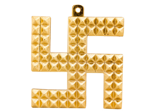 Brass Finish Pyramid Design Swastik, Wall Hanging- Symbol of Positivity and Prosperity