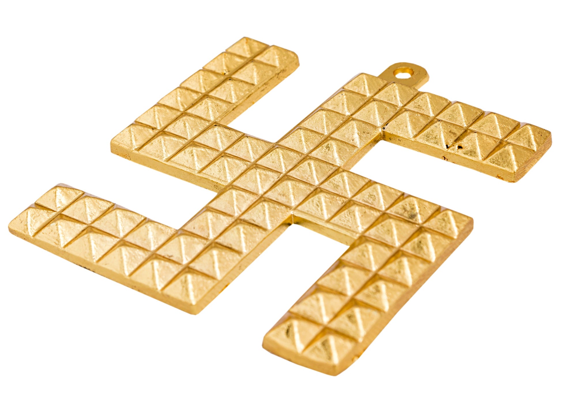 Brass Finish Pyramid Design Swastik, Wall Hanging- Symbol of Positivity and Prosperity
