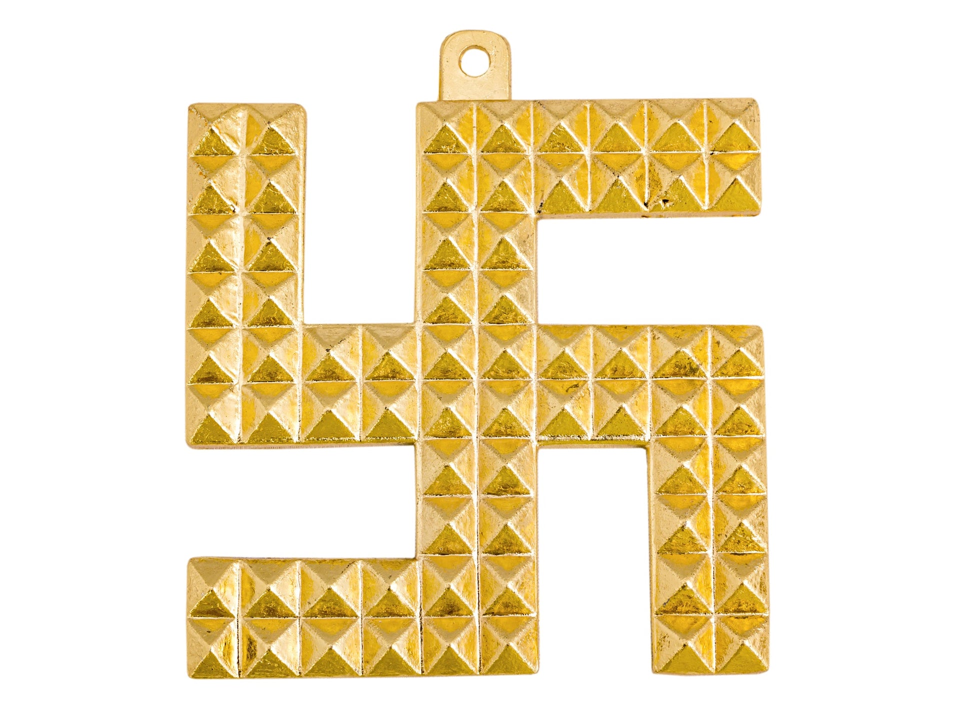 Brass Finish Pyramid Design Swastik, Wall Hanging- Symbol of Positivity and Prosperity