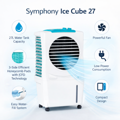 Ice Cube 27 Personal Room Air Cooler with Powerful Fan