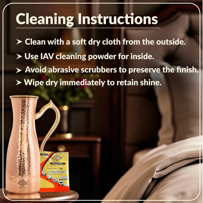 Copper Jug with Hammered Curve Design, Brass Handle & Lid – 1400 ML