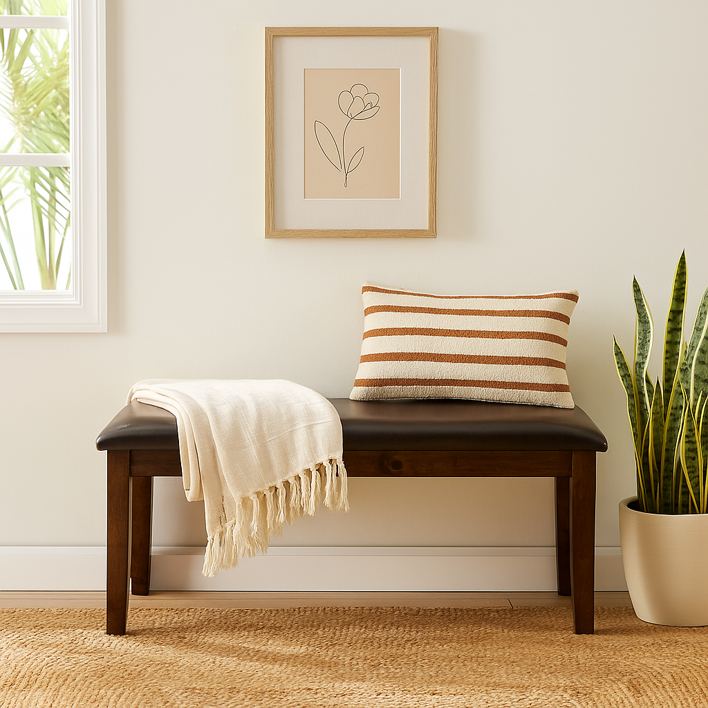 Nilkamal Magnito Multi Use Medium Sitting Bench for Living Room | Dining Room (Brown)