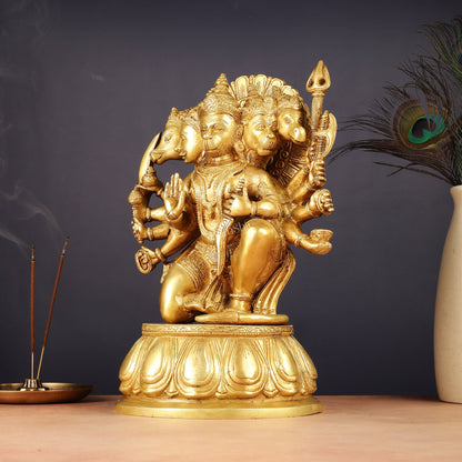 Brass Panchmukhi Hanuman 13" Matte gold