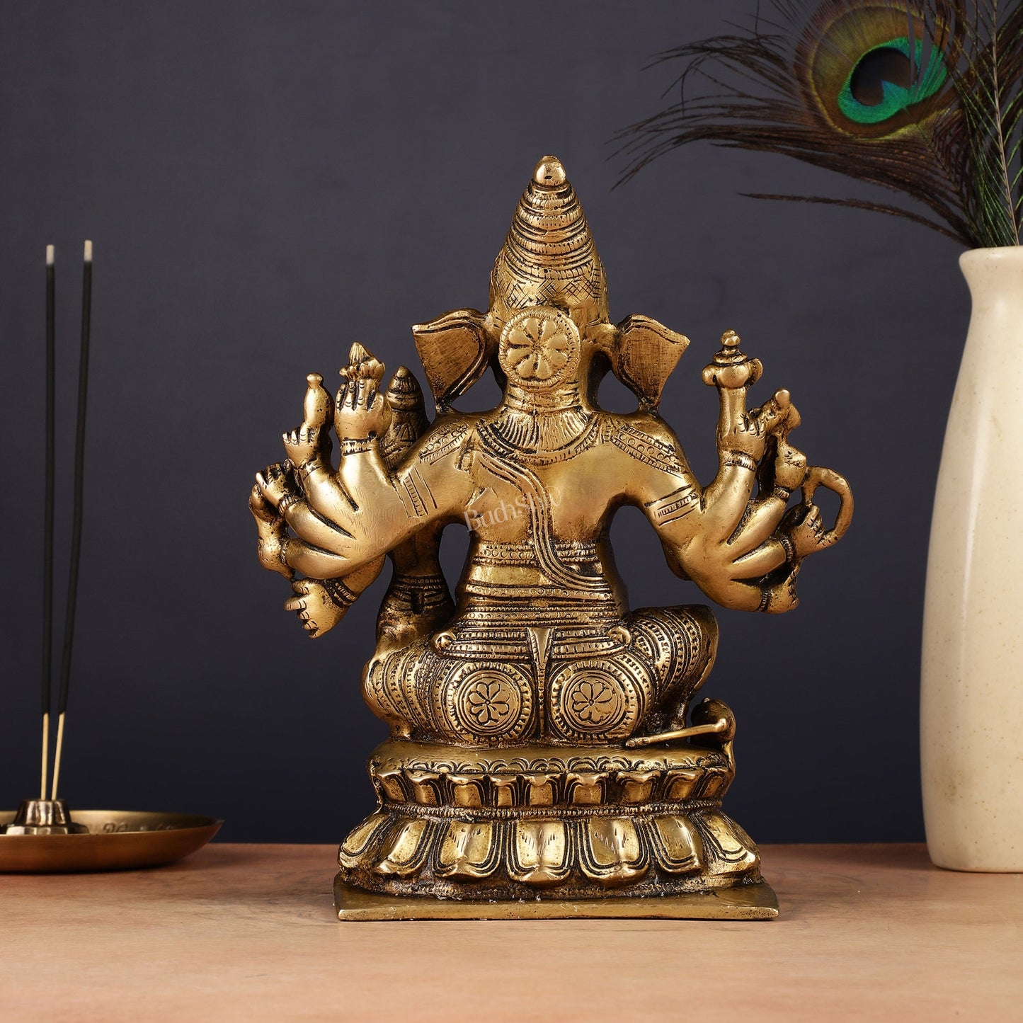 Maha Ganapati uchista Shakti Ganesha Brass Statue 9"