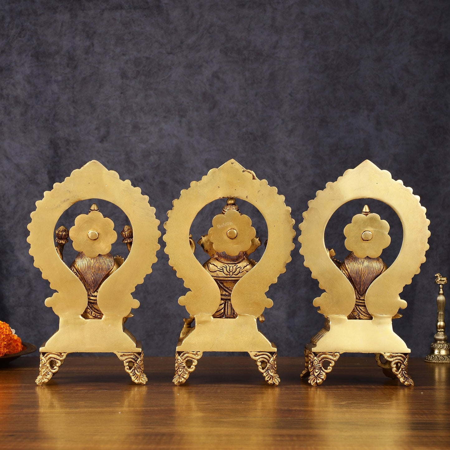 Brass Superfine Ganesh Lakshmi Saraswati idols 9.5"