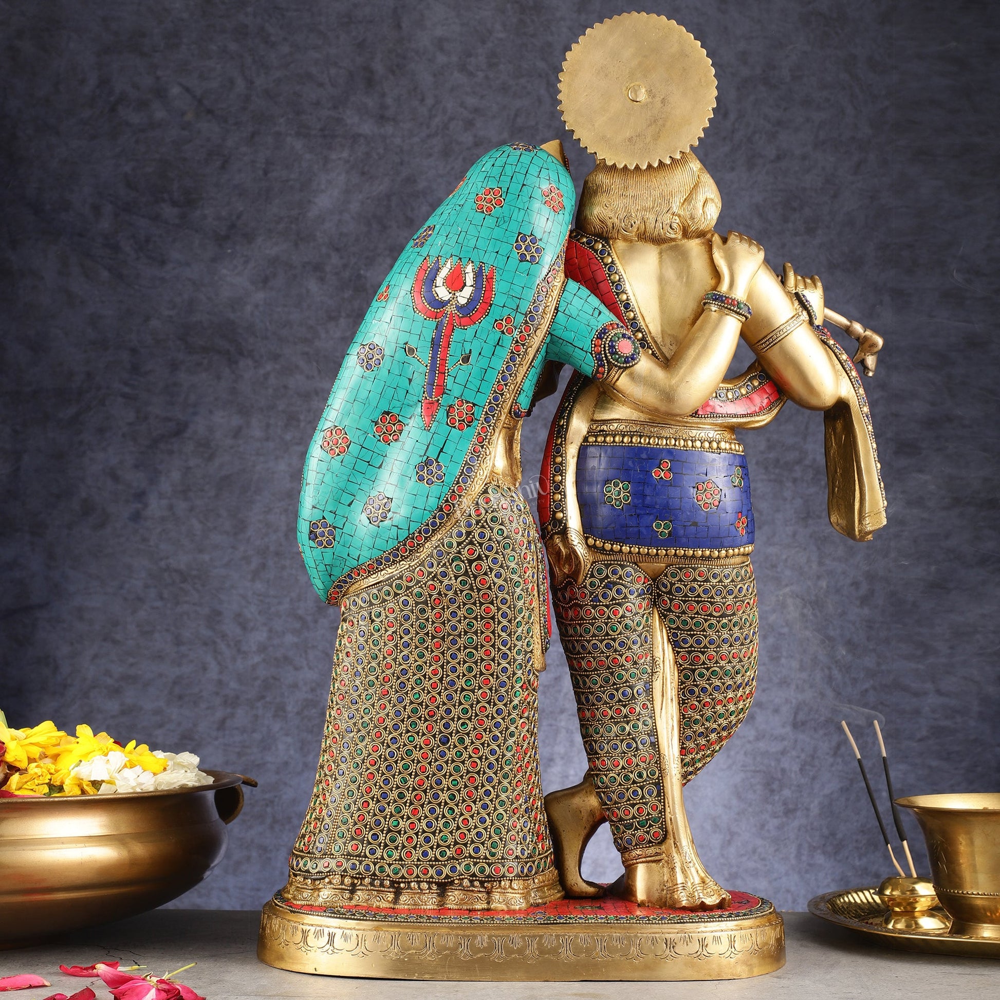Brass Superfine Large Radha Krishna Standing Together Statue - 24"