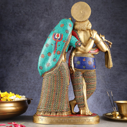 Brass Superfine Large Radha Krishna Standing Together Statue - 24"