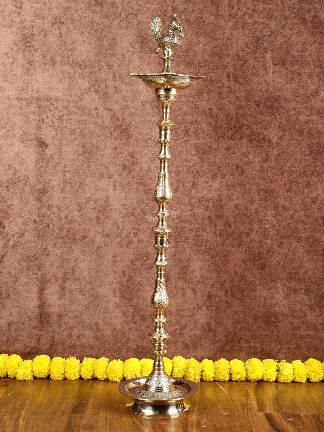 Brass Samai Peacock Inauguration Lamps 3 feet