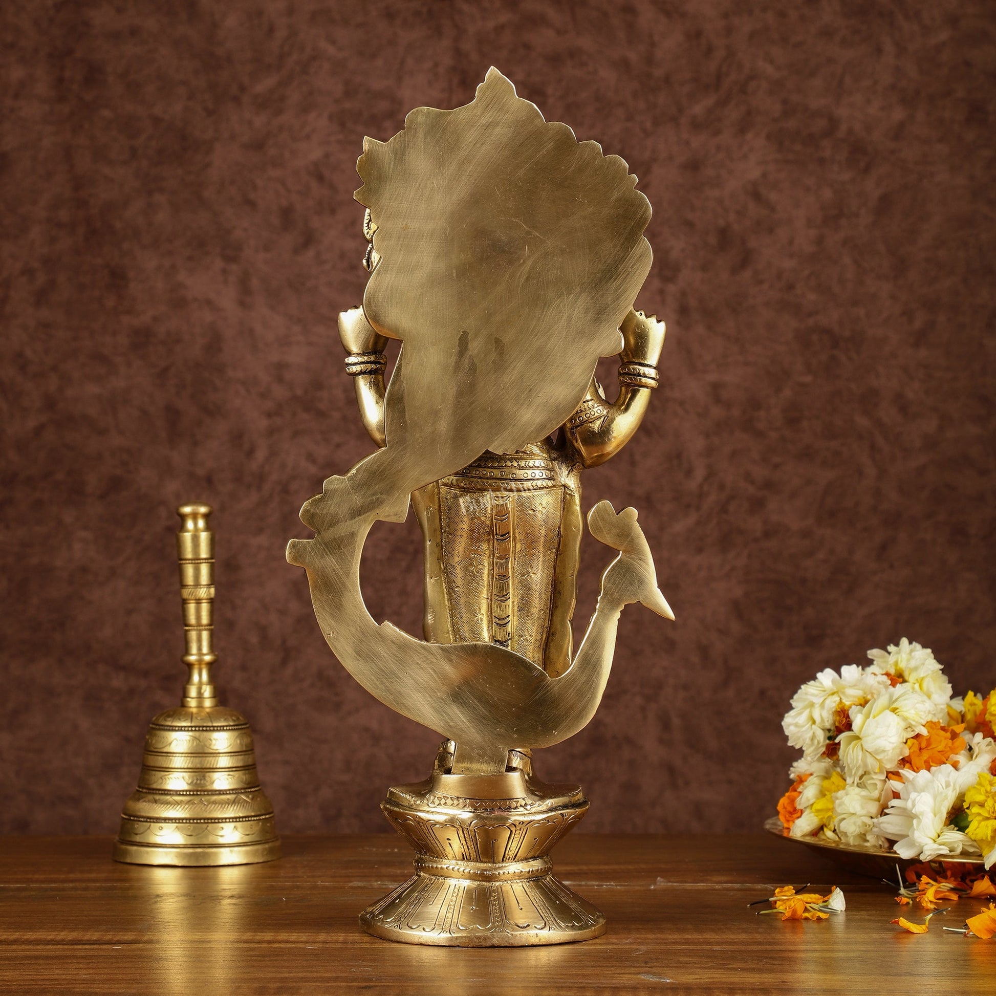 Brass Lord Murugan with Peacock Idol | Height: 14 inch