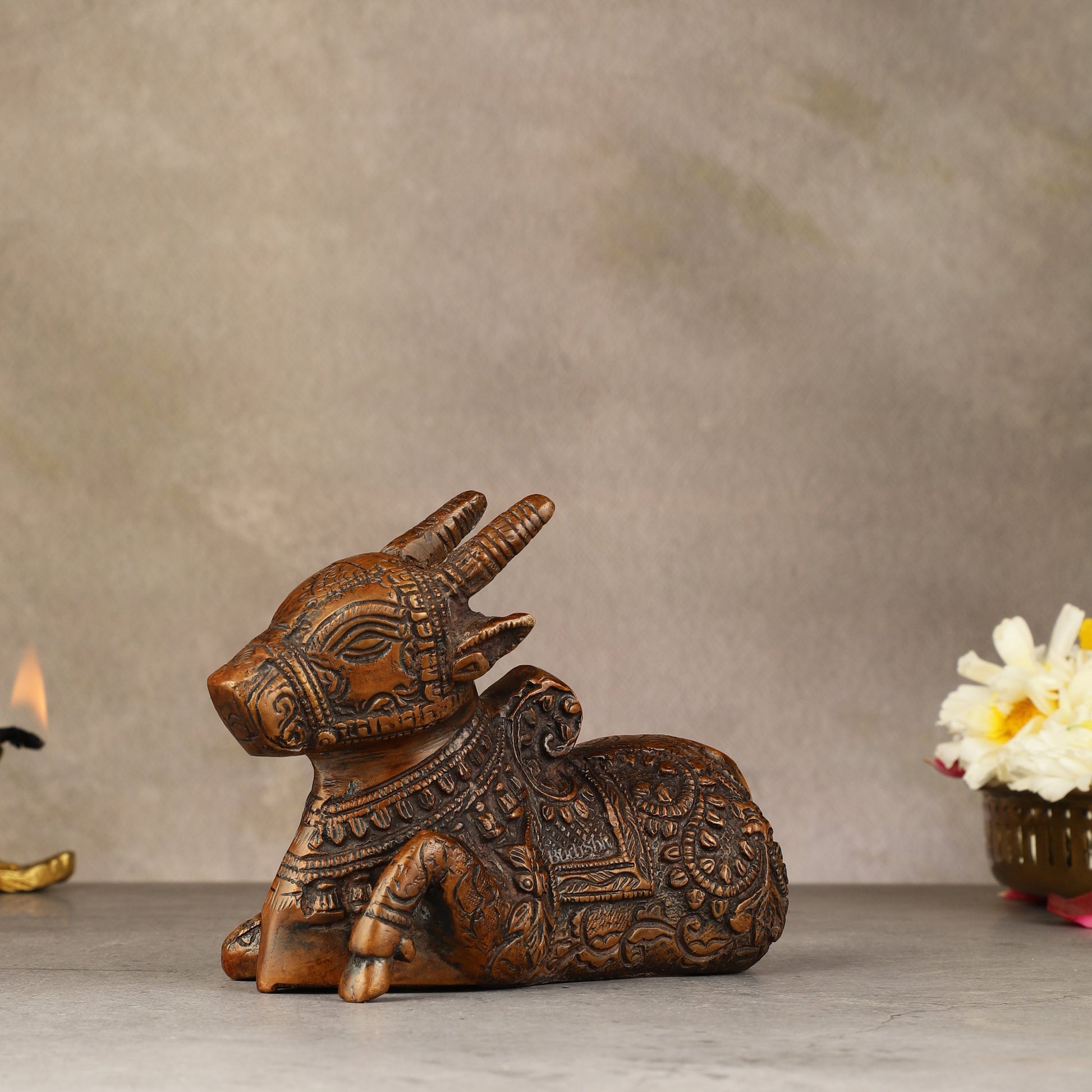 Brass Nandi Idol - 6 inch