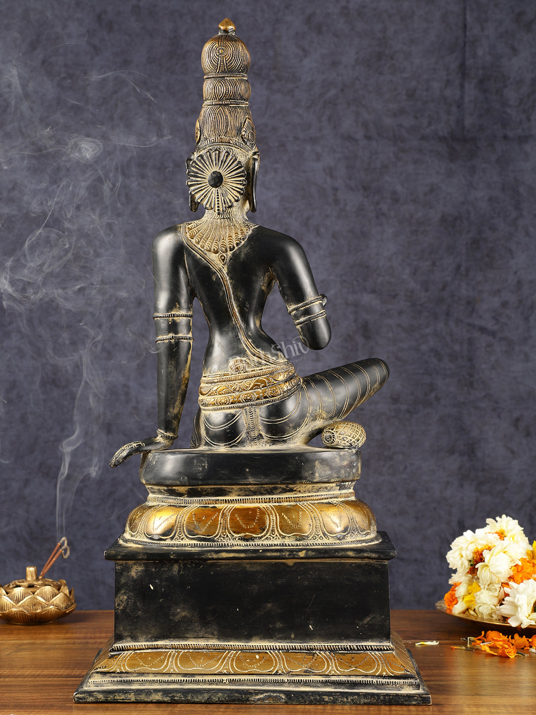 Chola Style Bhoga Shakti Brass Seated Parvati Uma Devi Sculpture | Height: 20.5 inch
