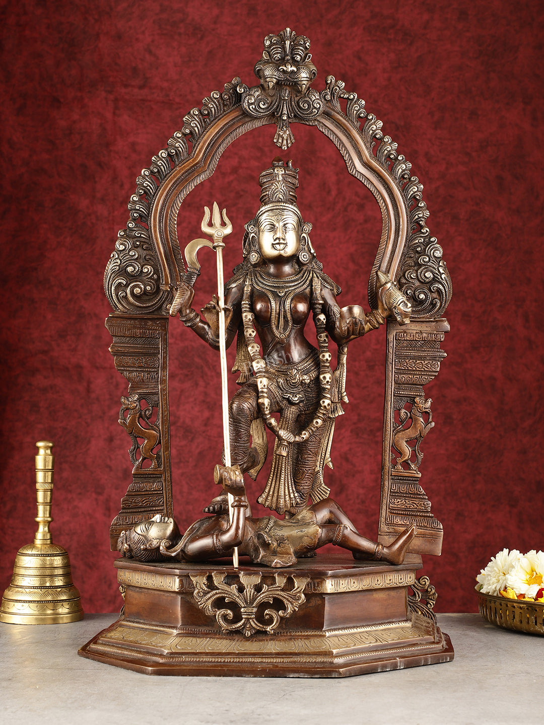 Pure Brass Superfine Handcrafted Goddess bhadra Kali Statue - 22"