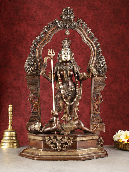Pure Brass Superfine Handcrafted Goddess bhadra Kali Statue - 22"