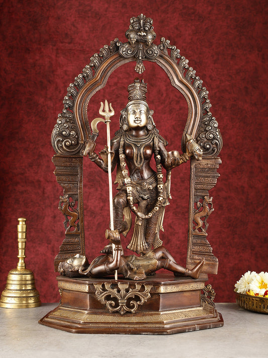 Pure Brass Superfine Handcrafted Goddess bhadra Kali Statue - 22"