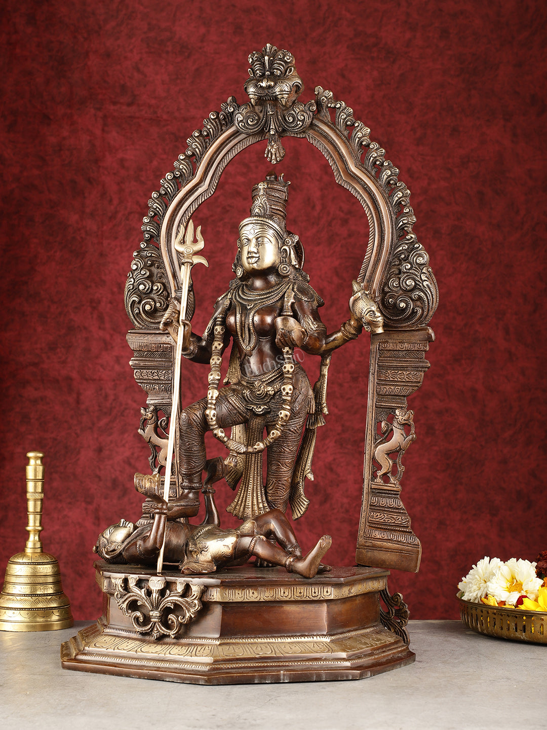 Pure Brass Superfine Handcrafted Goddess bhadra Kali Statue - 22"