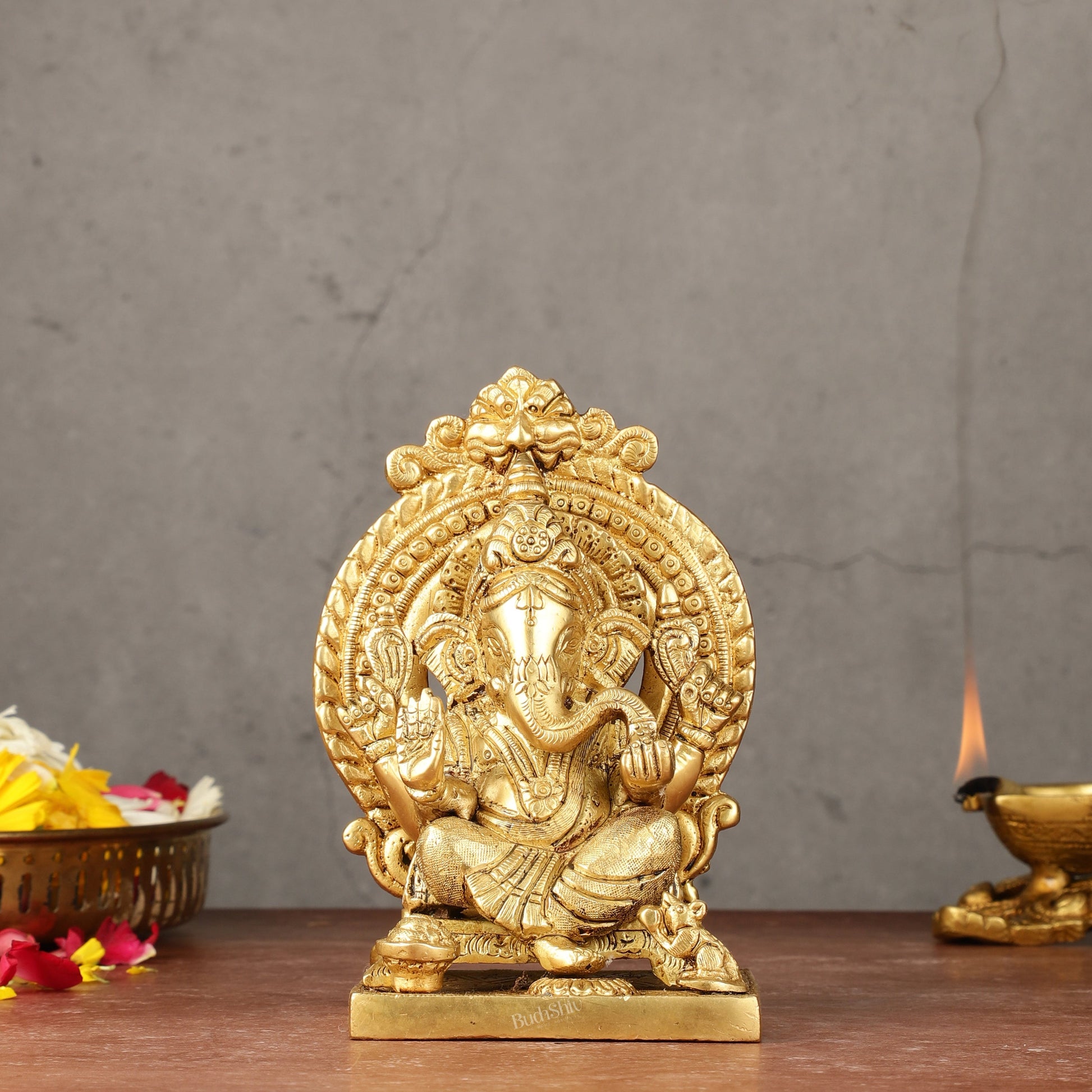 Brass Superfine Lord Ganesha idol with Thiruvarchi ( frame ) 6"