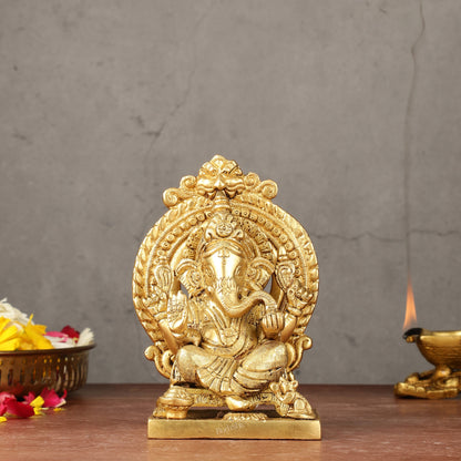 Brass Superfine Lord Ganesha idol with Thiruvarchi ( frame ) 6"