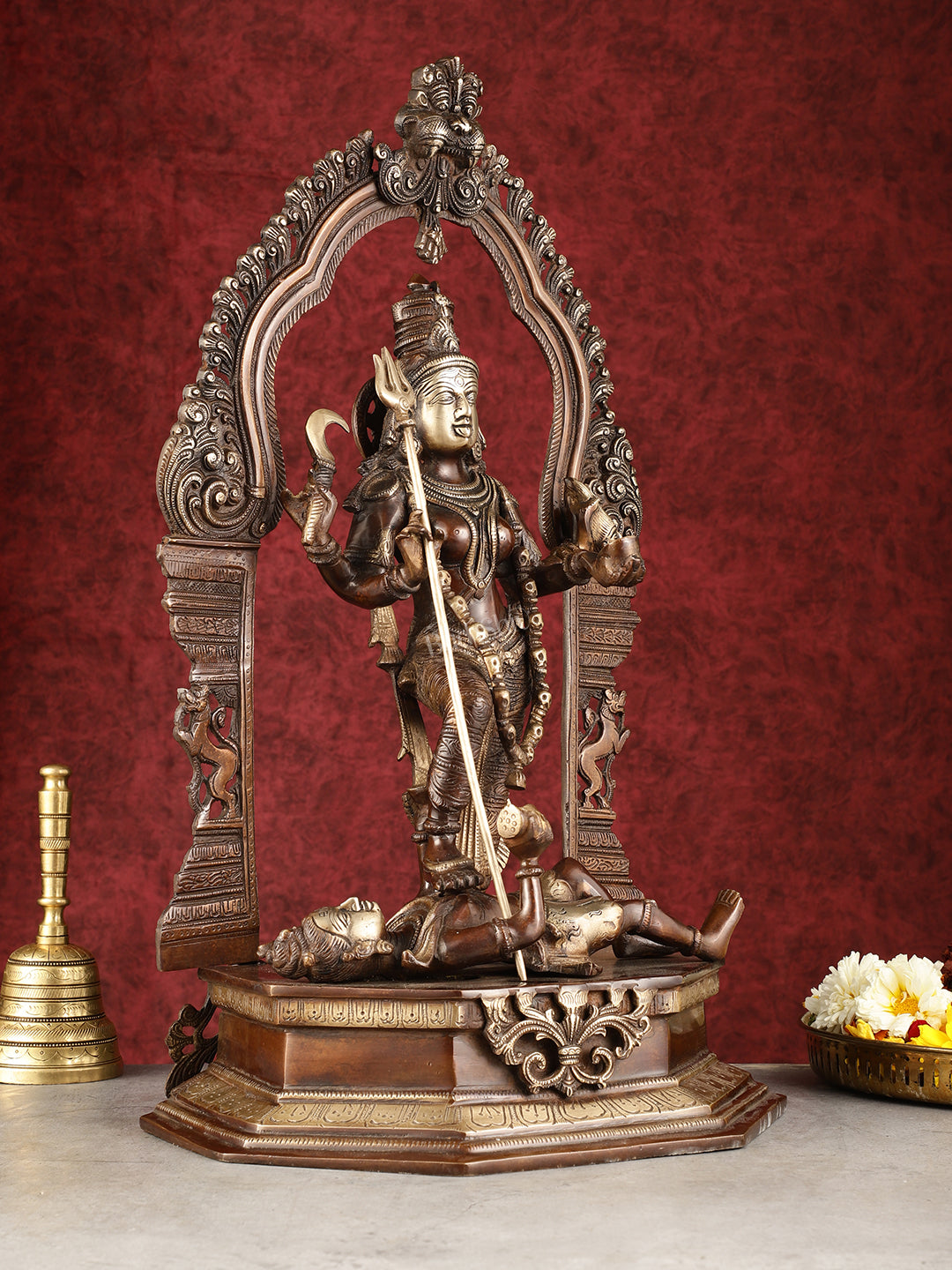 Pure Brass Superfine Handcrafted Goddess bhadra Kali Statue - 22"