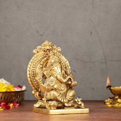 Brass Superfine Lord Ganesha idol with Thiruvarchi ( frame ) 6"