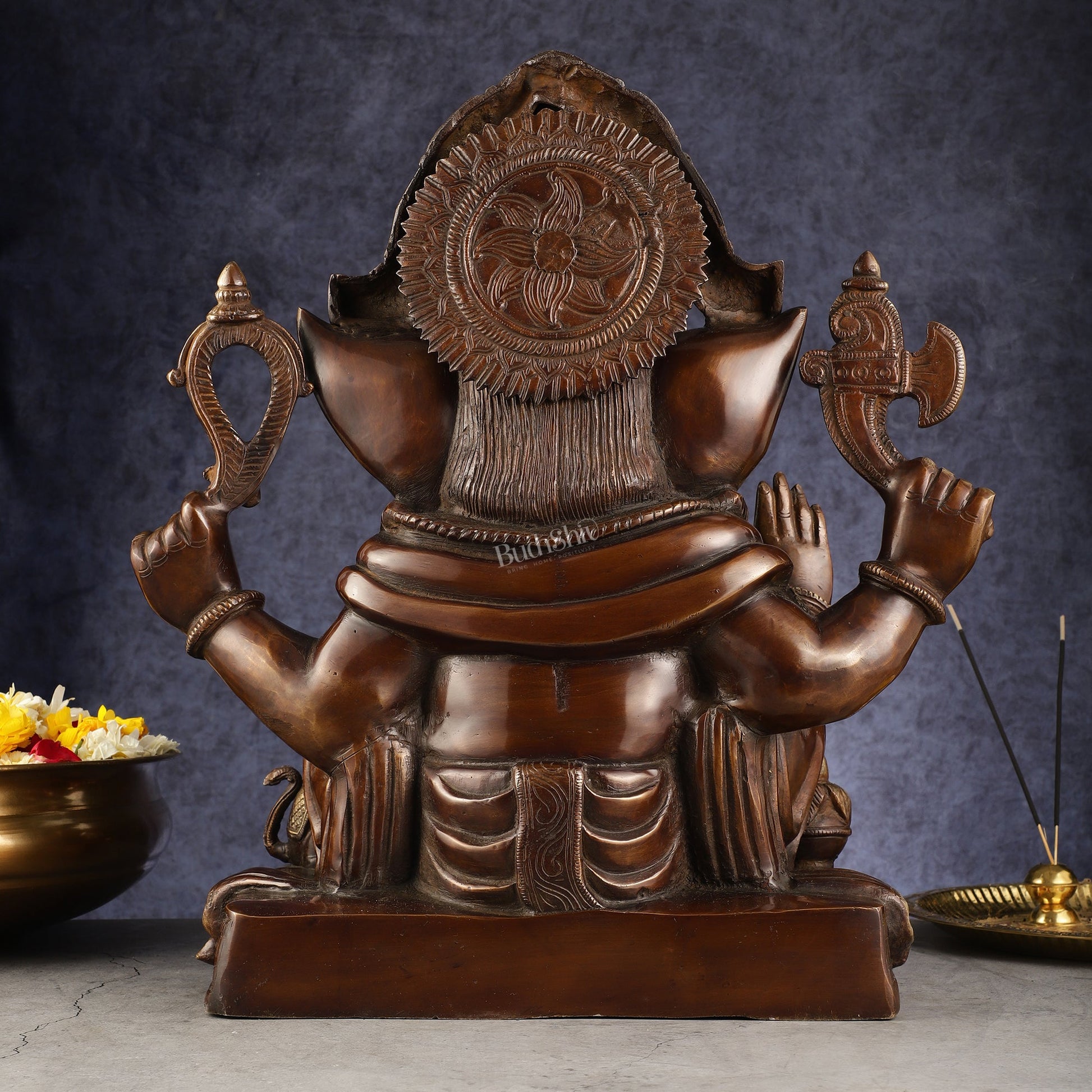 Rare Vinayaka Statue: Pure Brass with Antique Tone | 18.5 inch