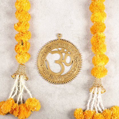 Pure Brass Om with Gayatri mantra Wall hanging 8"