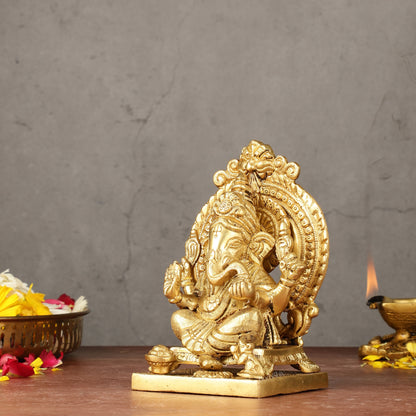 Brass Superfine Lord Ganesha idol with Thiruvarchi ( frame ) 6"