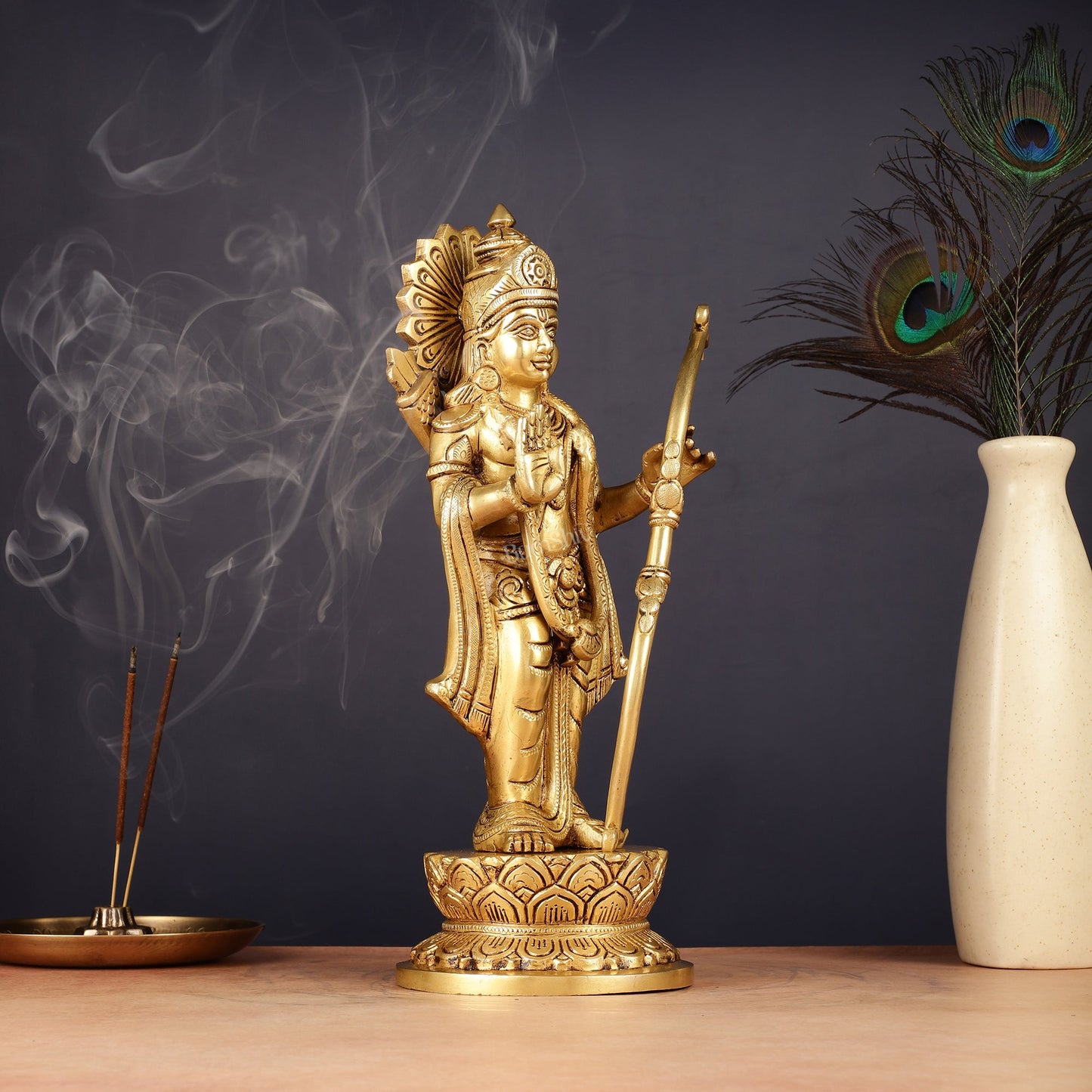 Pure Brass Lord Shri Ram Statue | Aashirwad Mudra | 12"