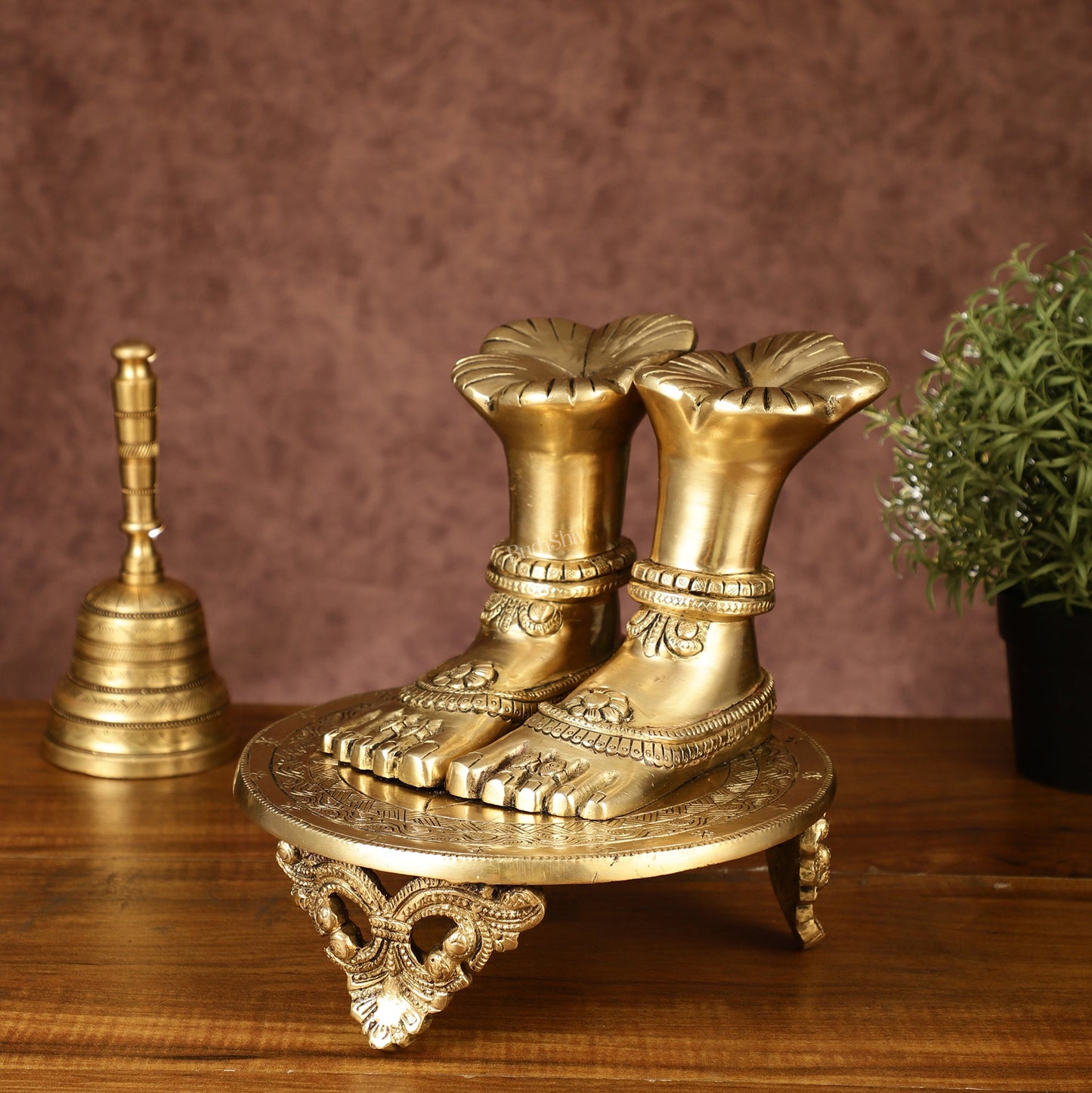 Brass Goddess Lakshmi Feet for Pooja Worship | 8.5 Inch