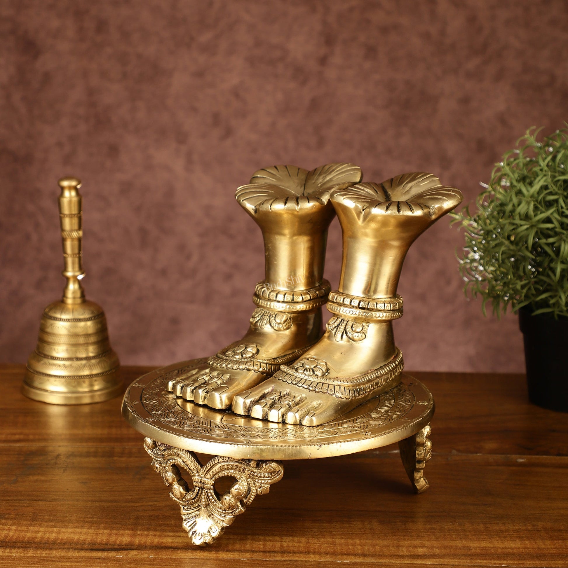 Brass Goddess Lakshmi Feet for Pooja Worship | 8.5 Inch
