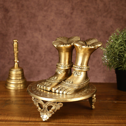 Brass Goddess Lakshmi Feet for Pooja Worship | 8.5 Inch