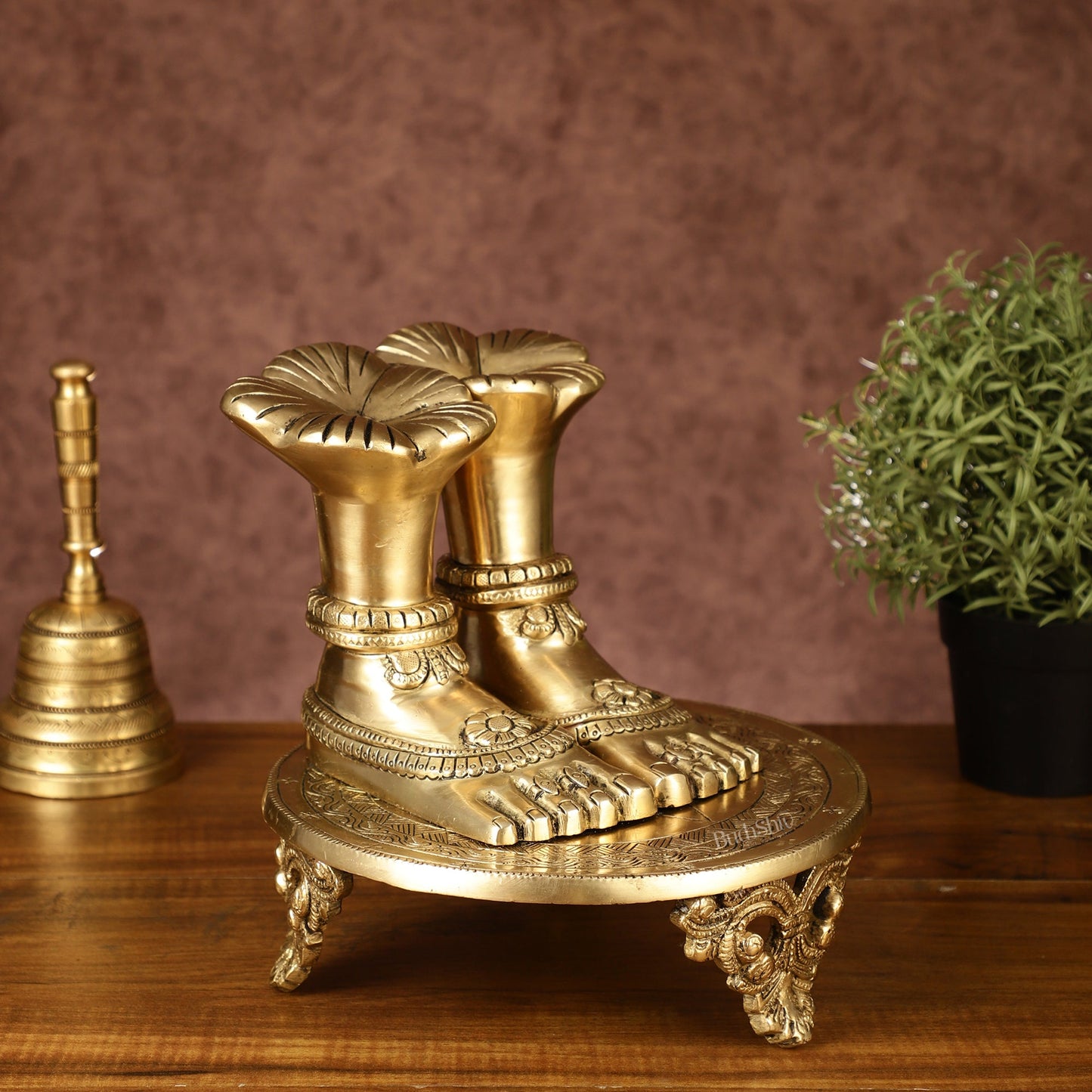 Brass Goddess Lakshmi Feet for Pooja Worship | 8.5 Inch