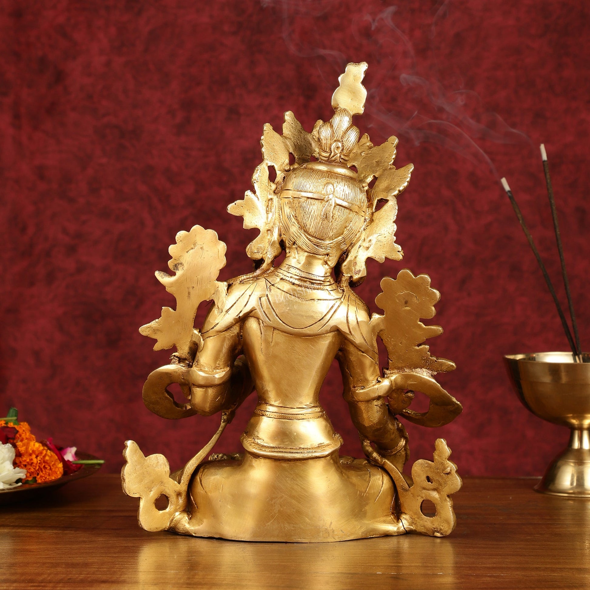 Sacred 11-Inch Pure Brass White Tara Devi Statue - Handcrafted Sculpture
