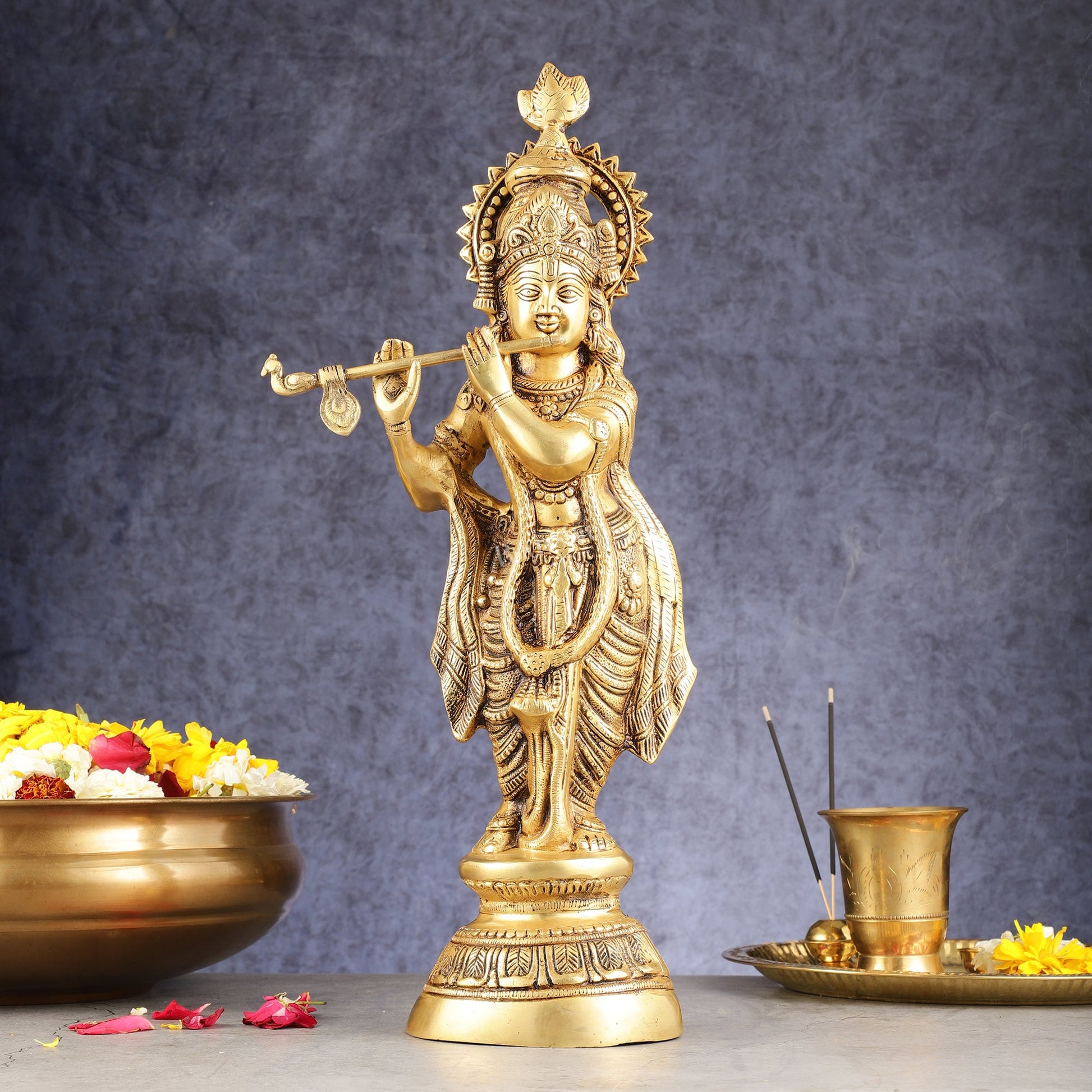 Superfine Brass Krishna Idol - 18 Inch