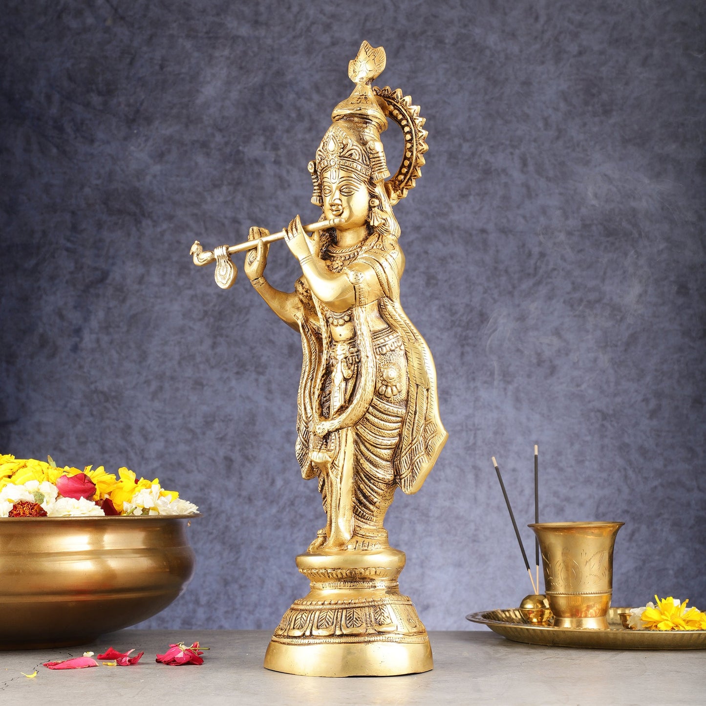 Superfine Brass Krishna Idol - 18 Inch