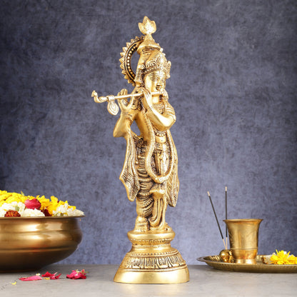 Superfine Brass Krishna Idol - 18 Inch