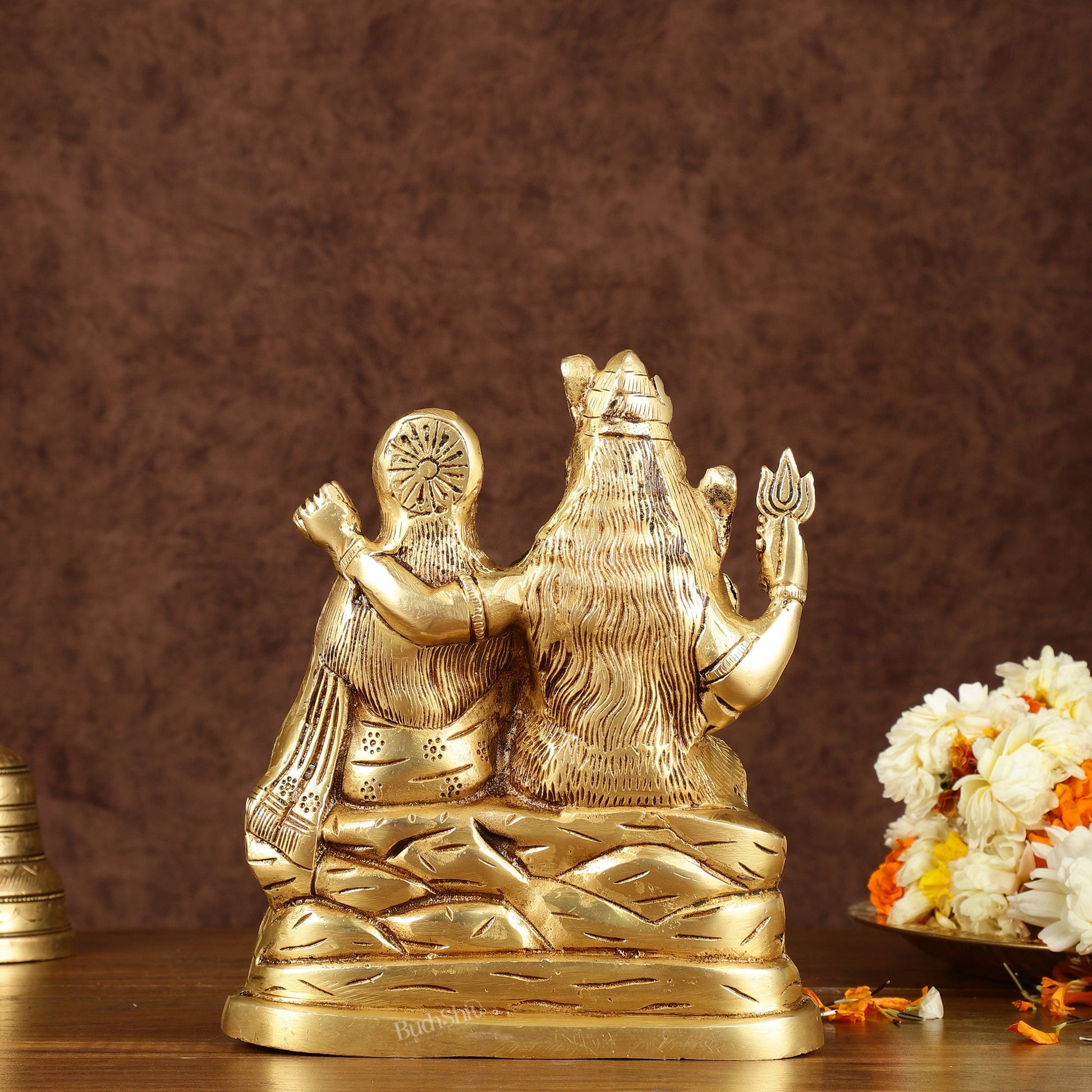 Brass Shiv Parivar Idol with Shiv Parvati, Ganesha, and Shiv Ling | Height: 8 inch