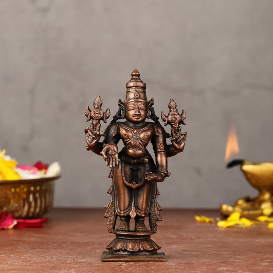 Pure Copper Lord Tirupati Balaji Idol lord 4 inch