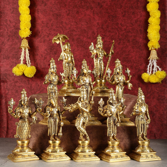 Brass Vishnu Dashavatar idols set 10 inch Superfine