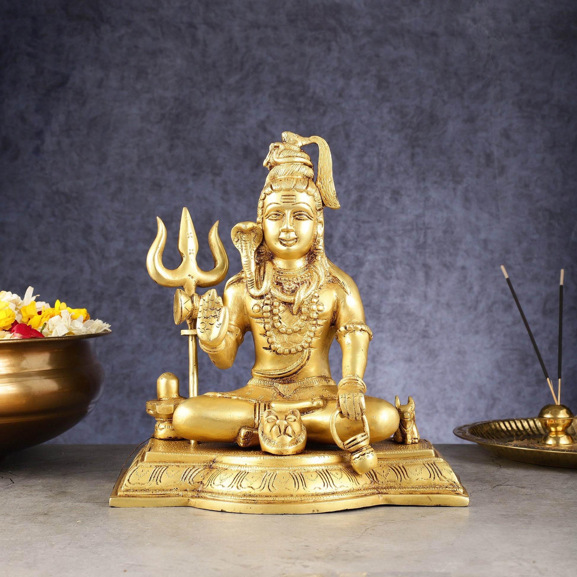 Pure Brass Handcrafted Lord Shiva Statue - 10.5"
