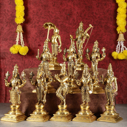 Brass Vishnu Dashavatar idols set 10 inch Superfine
