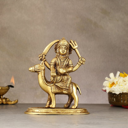 Pure Brass Dasama Momoi Mata Seated on Camel Idol 5.5 inch