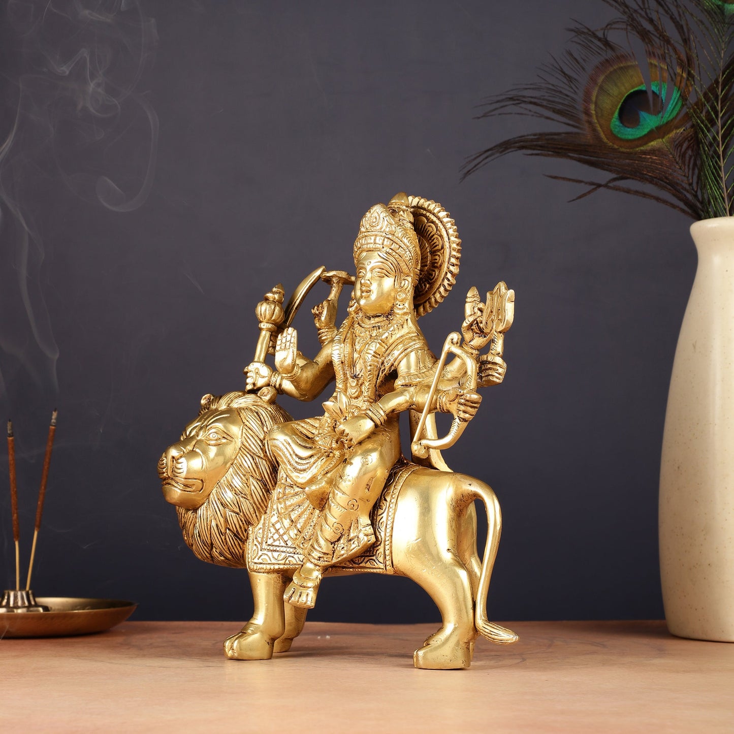 Superfine Brass Ashtbhuja Goddess Durga Idol 9"