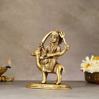 Pure Brass Dasama Momoi Mata Seated on Camel Idol 5.5 inch