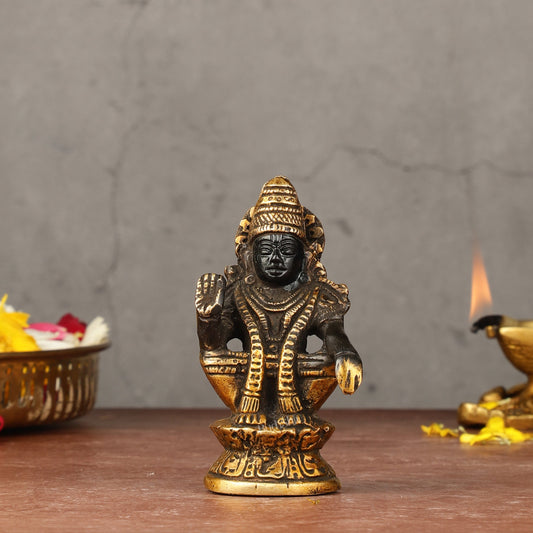 Pure brass small Ayyappa swamy idol black 4 inch