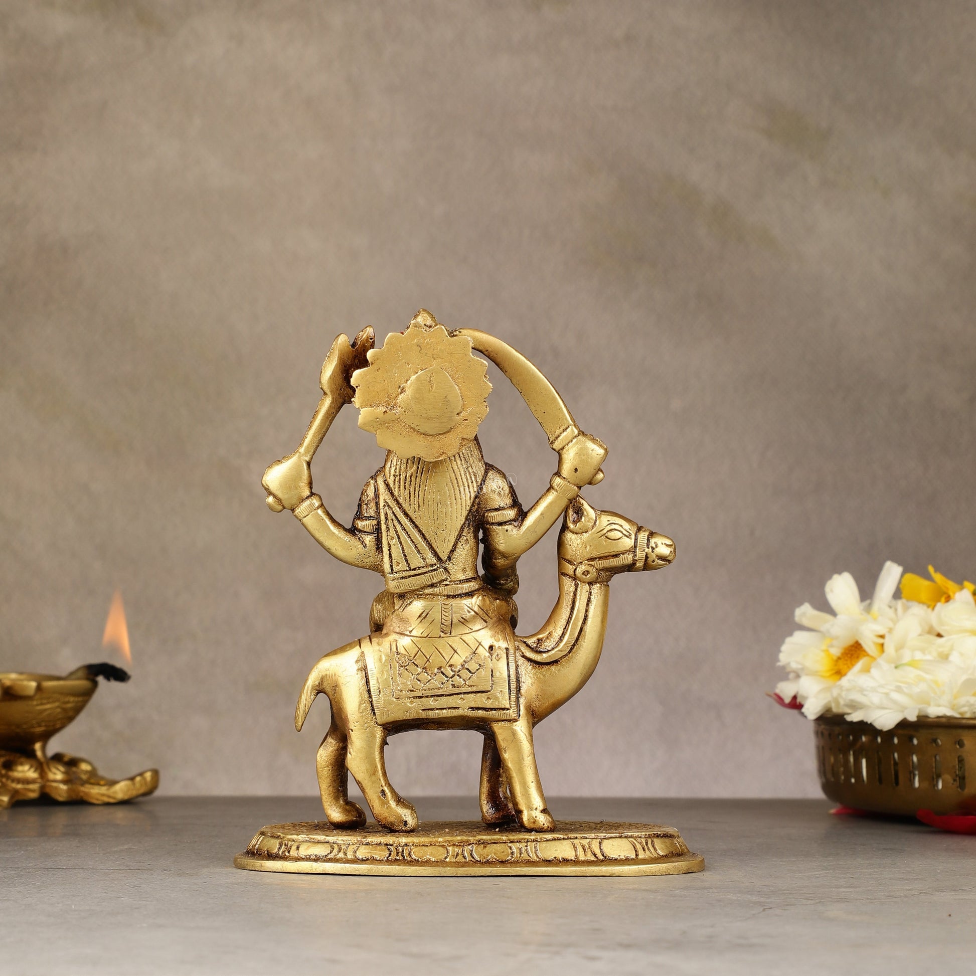 Pure Brass Dasama Momoi Mata Seated on Camel Idol 5.5 inch