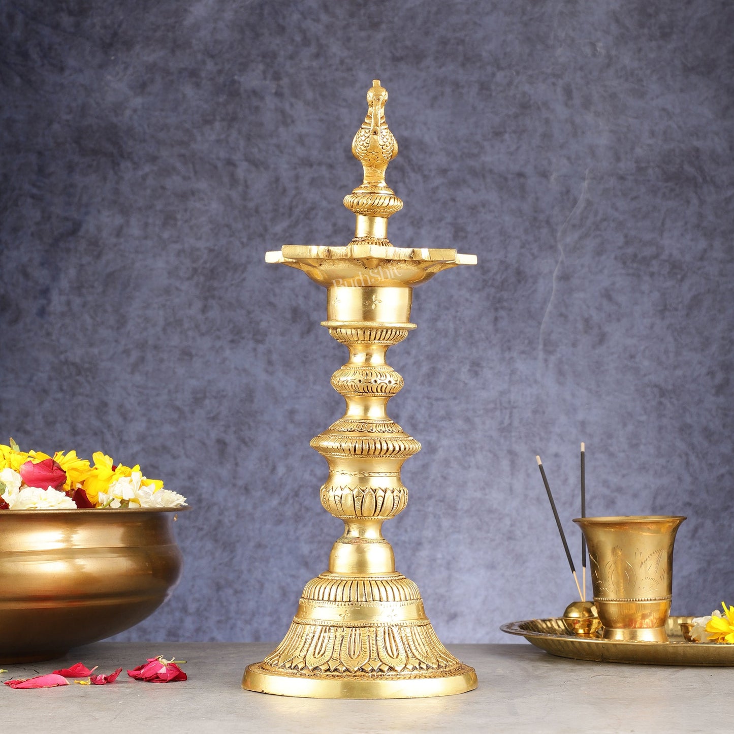 Brass Annam pakshi Peacock vilakku oil lamp diya 15.5 inch